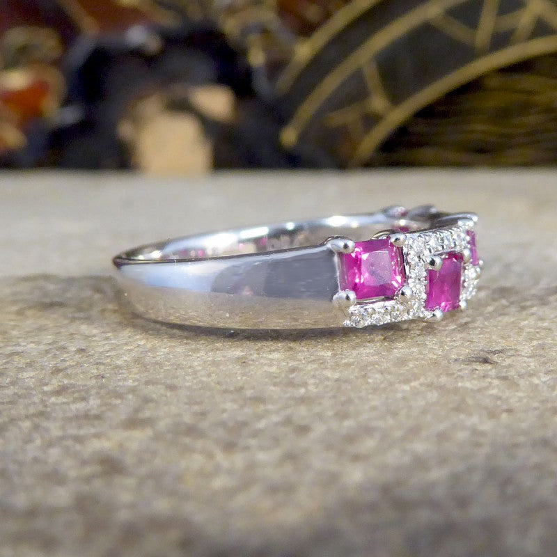 Alternate Set Ruby and Diamond Band Ring