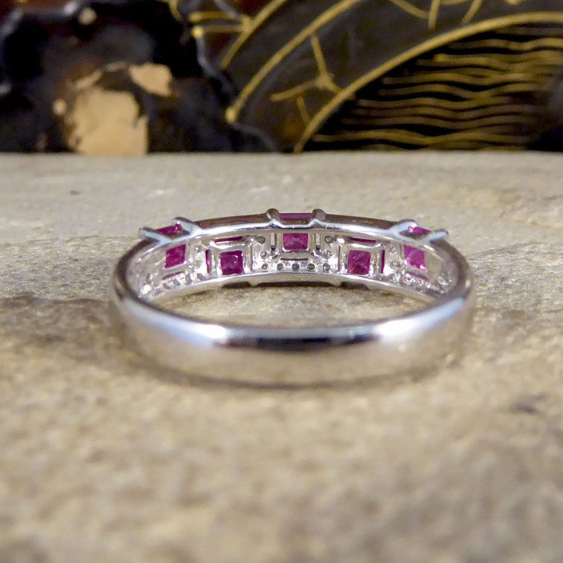 Alternate Set Ruby and Diamond Band Ring