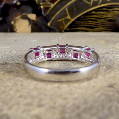 Alternate Set Ruby and Diamond Band Ring