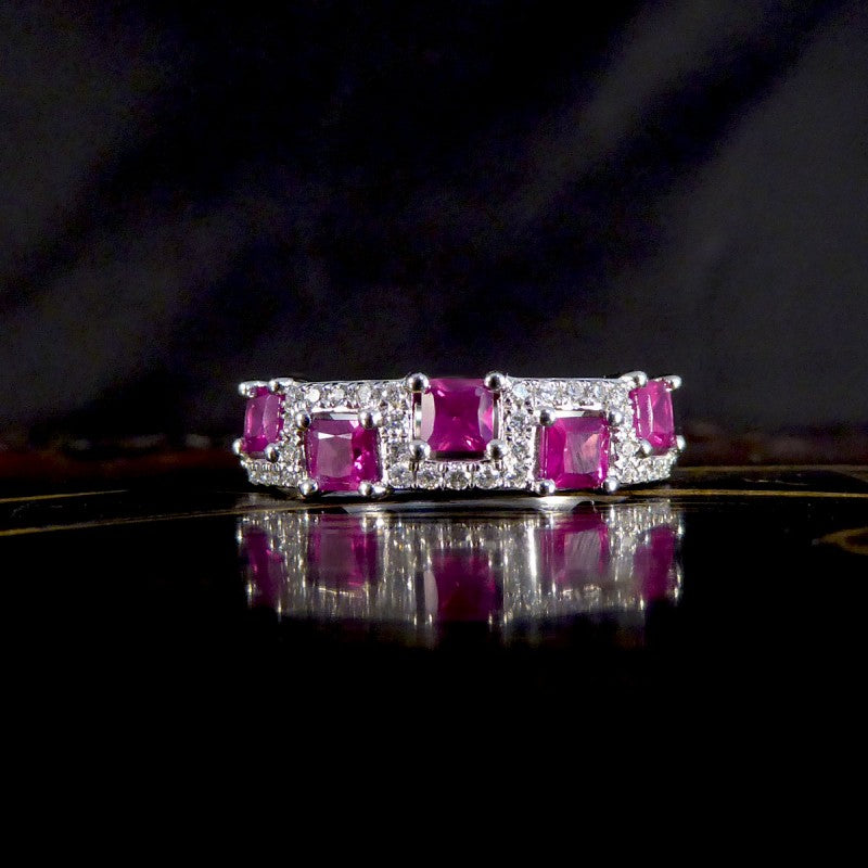 Alternate Set Ruby and Diamond Band Ring