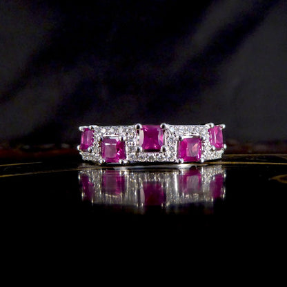 Alternate Set Ruby and Diamond Band Ring