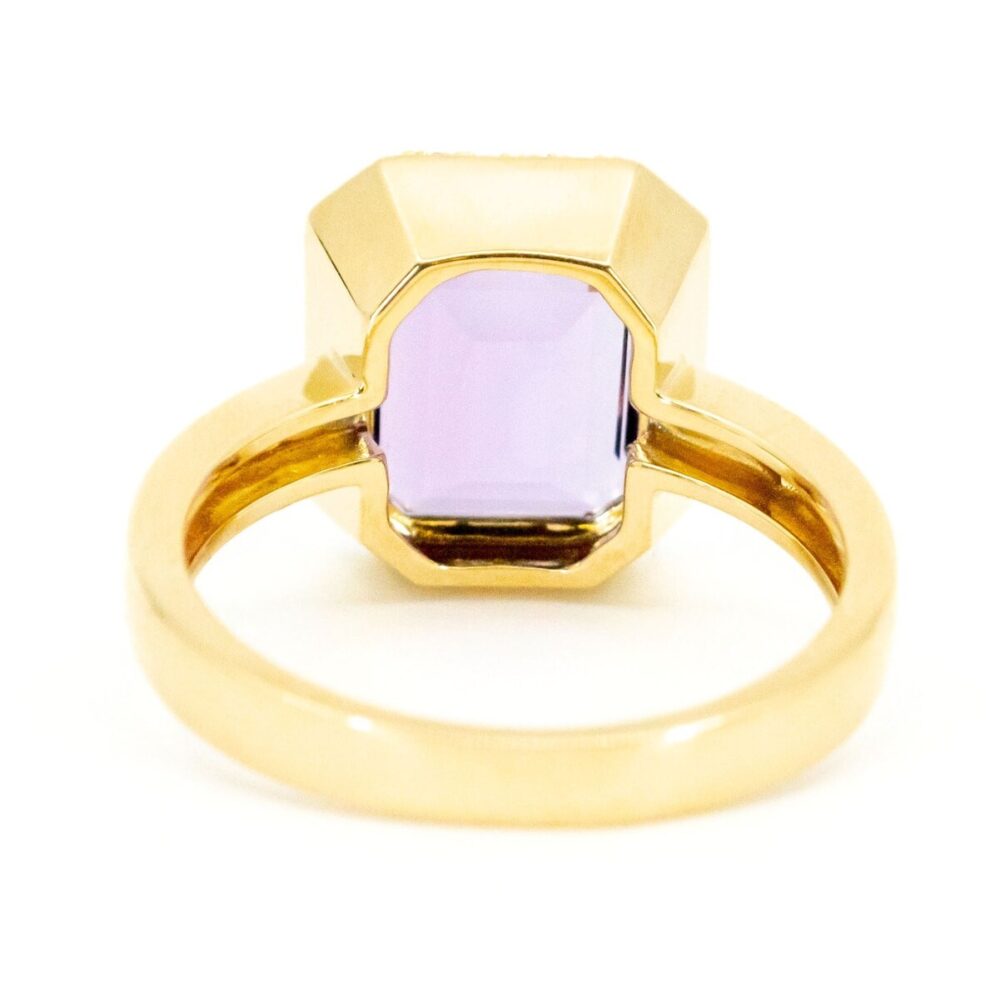 Amethyst And Diamond Cluster Gold Ring