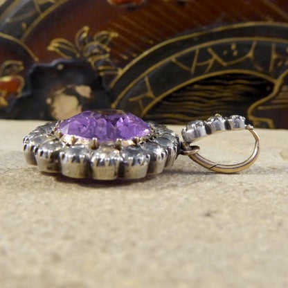 Antique Early Victorian Amethyst and Paste Oval Shaped Pendant