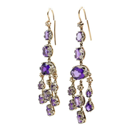 Amethyst and Diamond Drop Earrings