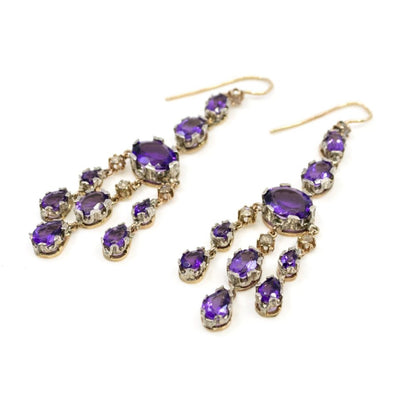 Amethyst and Diamond Drop Earrings