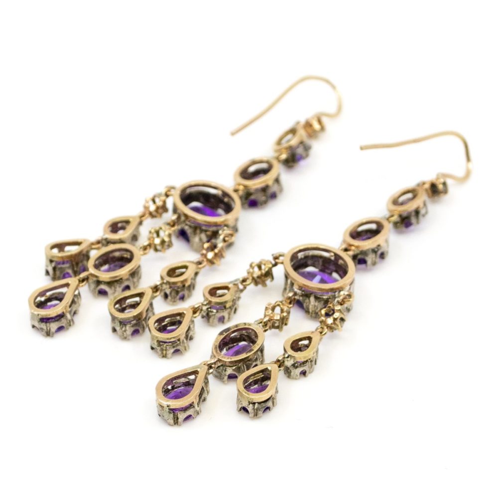 Amethyst and Diamond Drop Earrings