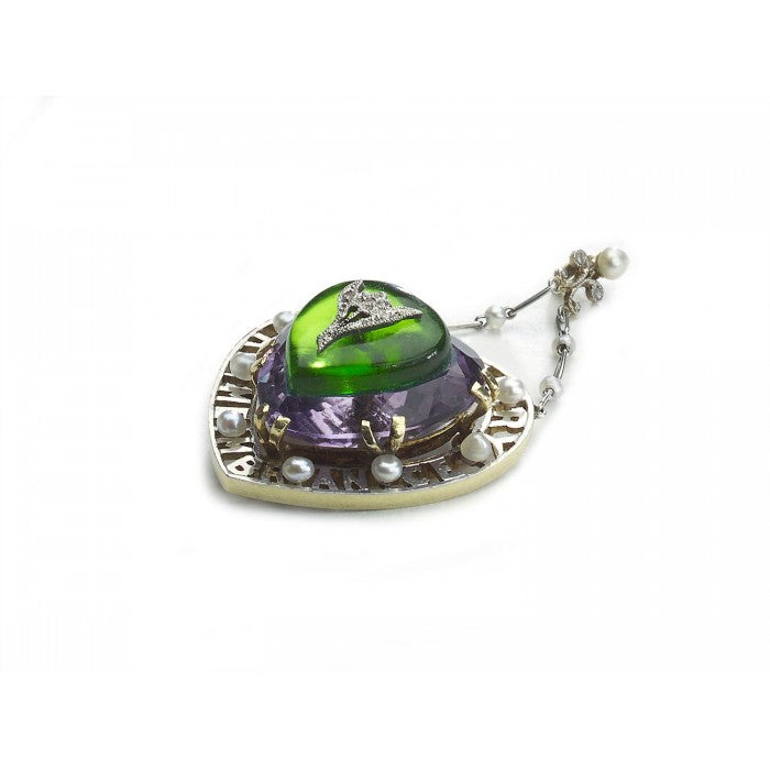 Amethyst suffragette-pendant green white purple
