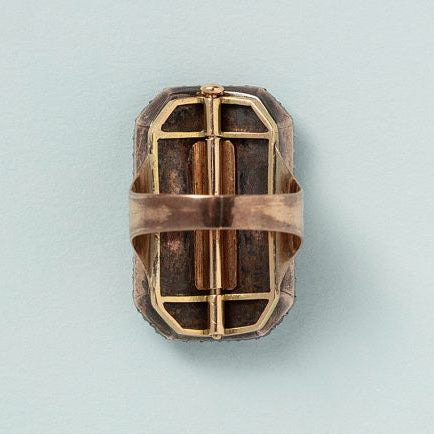 Antique 18th Century Diamond Set Blue Glass Panel Plaque Ring