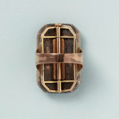 Antique 18th Century Diamond Set Blue Glass Panel Plaque Ring