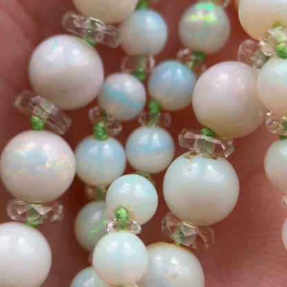 Antique 19" Graduated Opal Bead Necklace