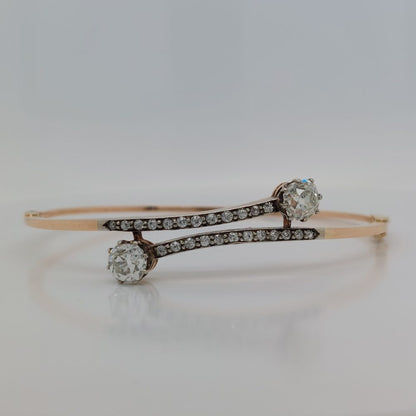 Antique 2.30ct Old Mine Cut Diamond Bangle Bracelet