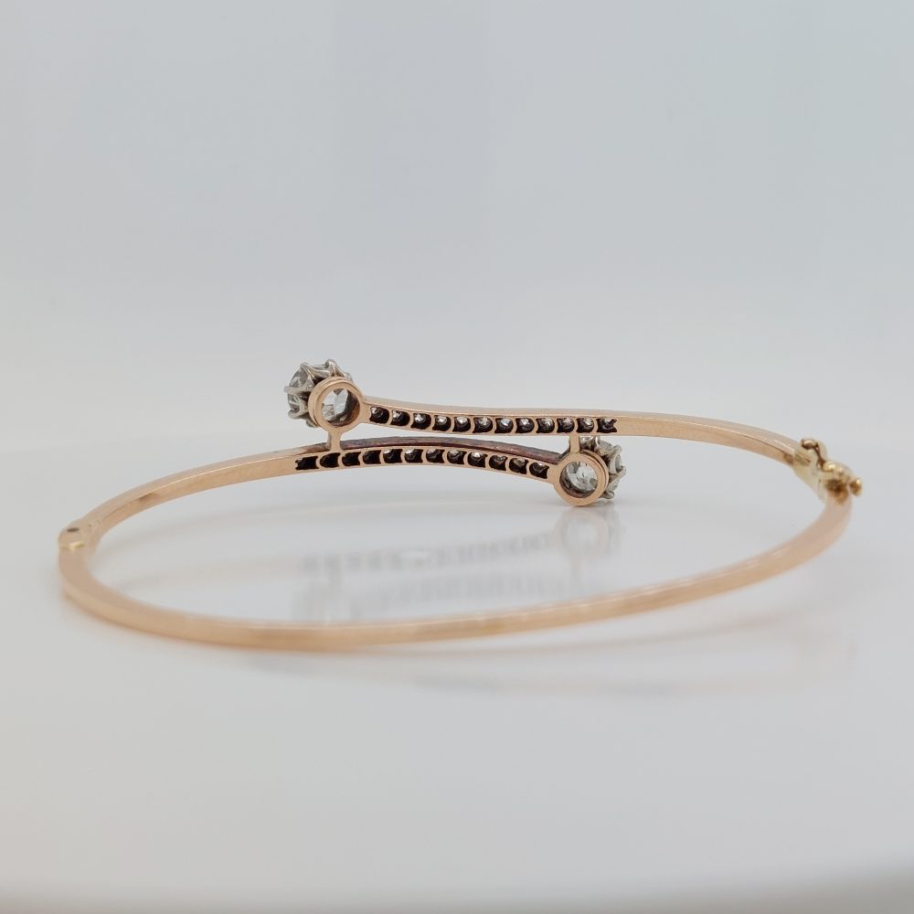 Antique 2.30ct Old Mine Cut Diamond Bangle Bracelet