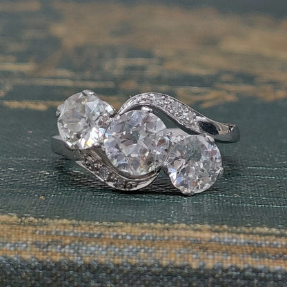 Antique 2.45ct Old European Cut Diamond Crossover Ring