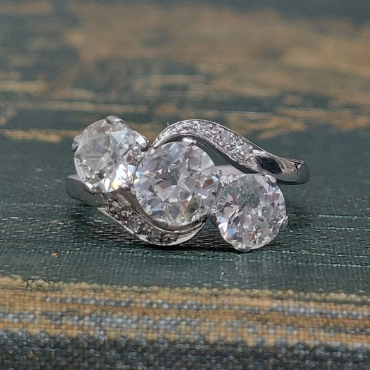 Antique 2.45ct Old European Cut Diamond Crossover Ring