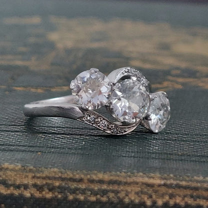 Antique 2.45ct Old European Cut Diamond Crossover Ring