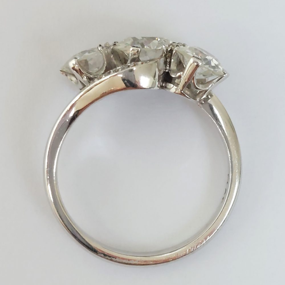 Antique 2.45ct Old European Cut Diamond Crossover Ring