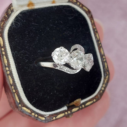 Antique 2.45ct Old European Cut Diamond Crossover Ring