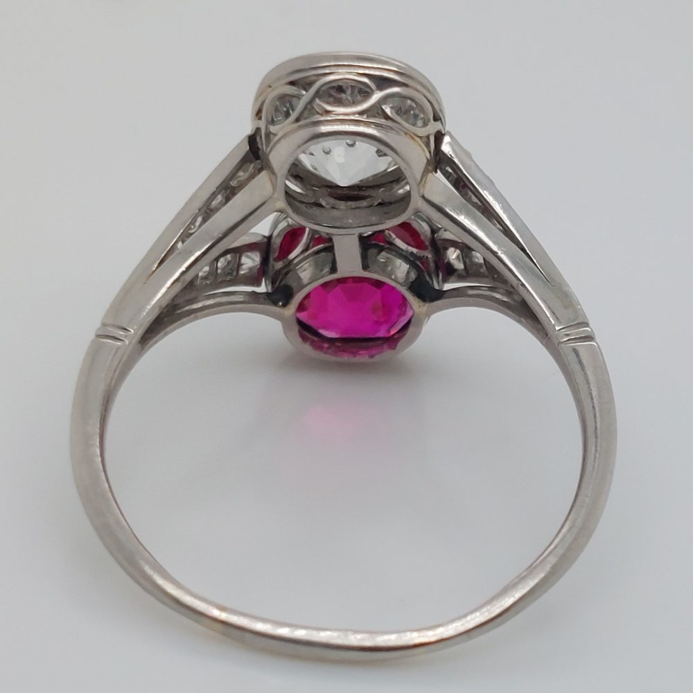 Antique 2.50ct Burma Ruby and Old Cut Diamond Two Stone Ring