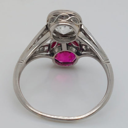 Antique 2.50ct Burma Ruby and Old Cut Diamond Two Stone Ring