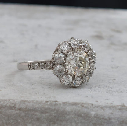 Antique 2.50ct Old European Cut Diamond Cluster Ring