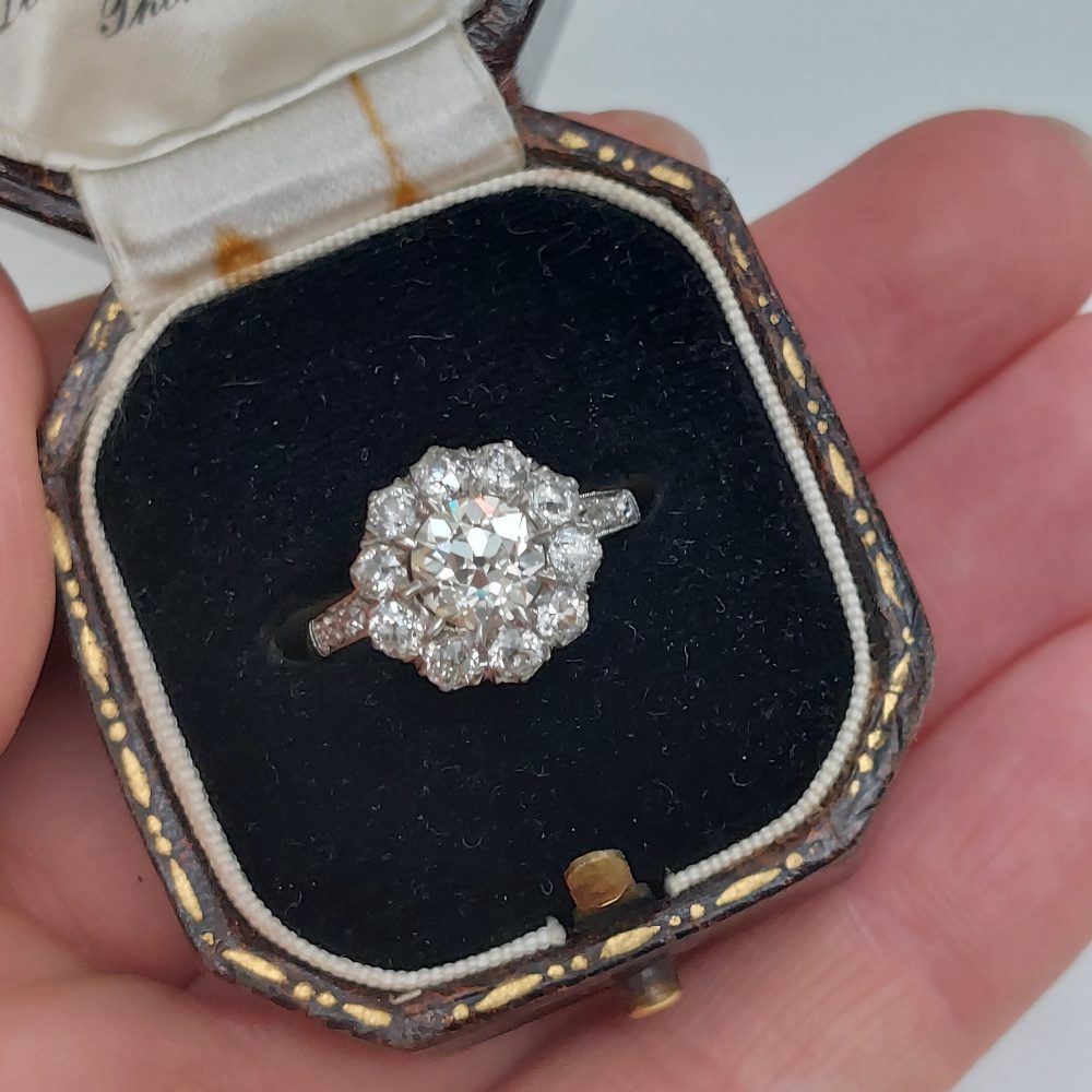 Antique 2.50ct Old European Cut Diamond Cluster Ring