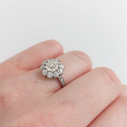 Antique 2.50ct Old European Cut Diamond Cluster Ring