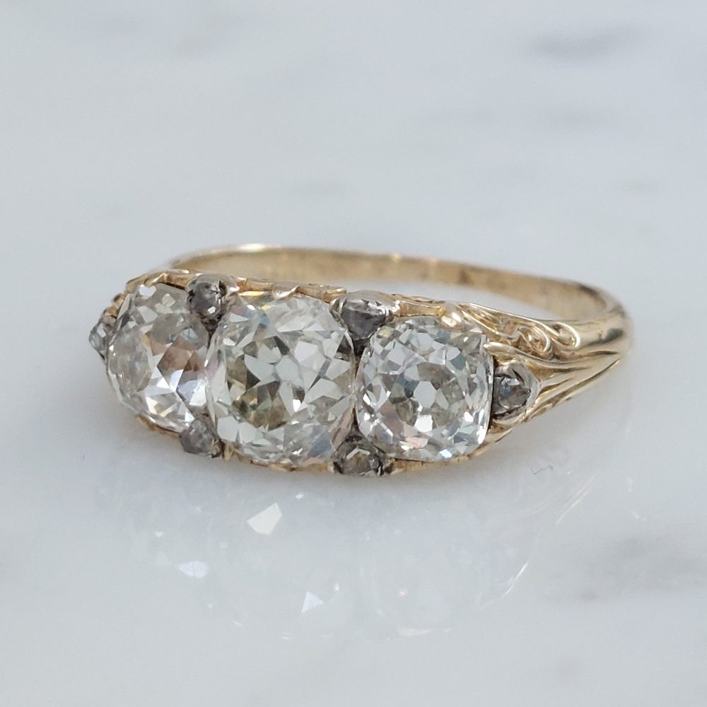 Antique 2.70ct Old Mine Cut Diamond Engagement Ring