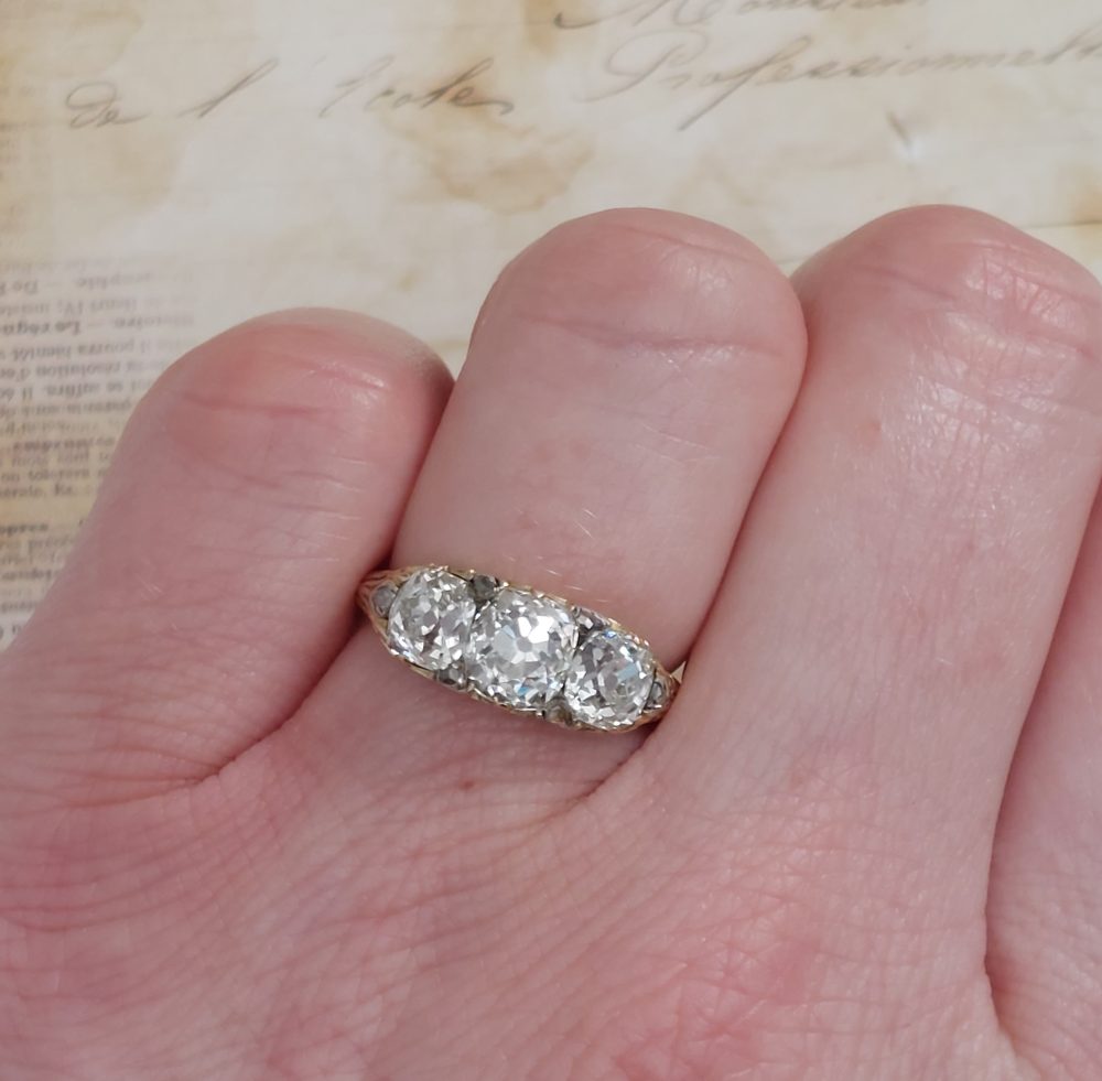 Antique 2.70ct Old Mine Cut Diamond Engagement Ring