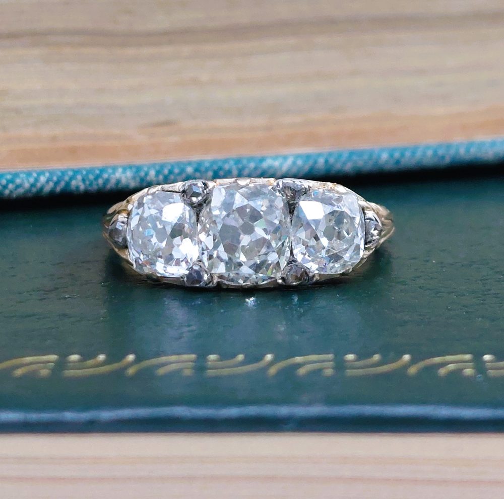 Antique 2.70ct Old Mine Cut Diamond Engagement Ring