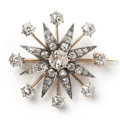Antique 4ct old cut diamond star brooch