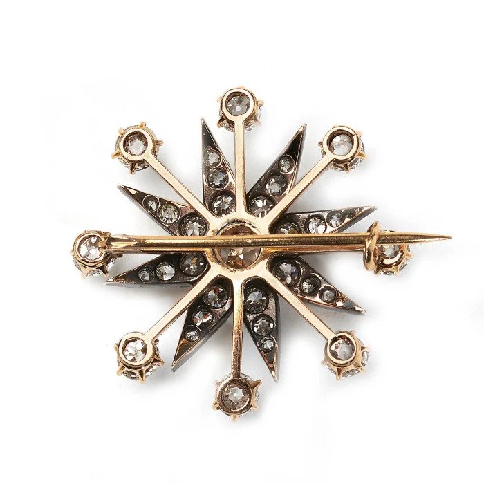 Antique 4ct Old Cut Diamond Star Brooch