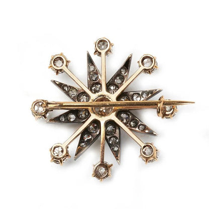 Antique 4ct Old Cut Diamond Star Brooch