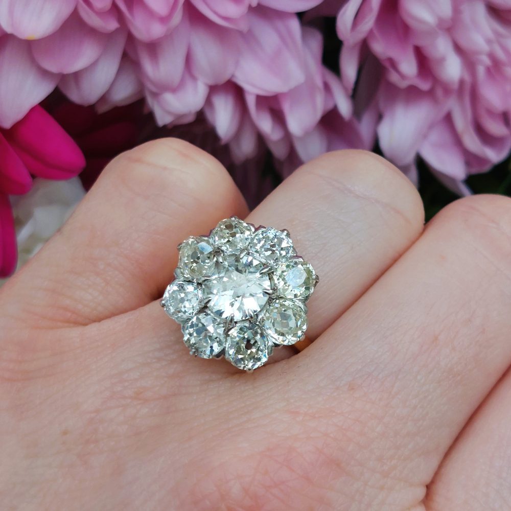 Antique 5.5ct Diamond Floral Cluster Ring