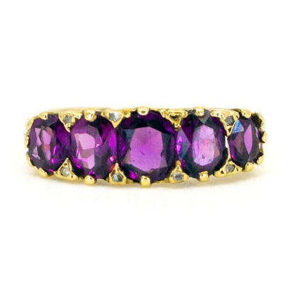 Antique Amethyst and Diamond Gold Ring