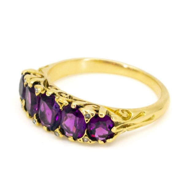 Antique Amethyst and Diamond Gold Ring