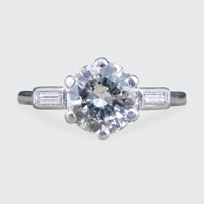 Antique Art Deco 0.92ct Brilliant Cut Diamond Solitaire Ring