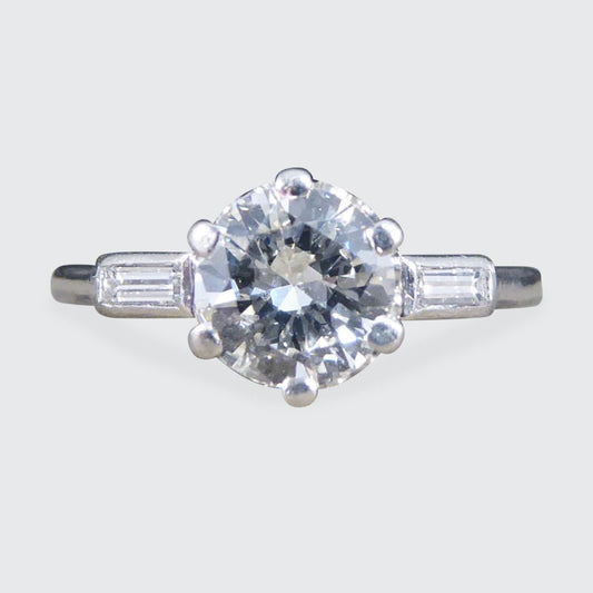 Antique Art Deco 0.92ct Brilliant Cut Diamond Solitaire Ring