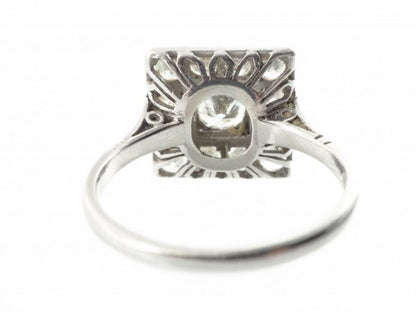 Antique Art Deco 1.30ct Diamond Square Cluster Ring