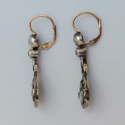 Antique Art Deco 1.50ct Diamond and Sapphire Drop Earrings