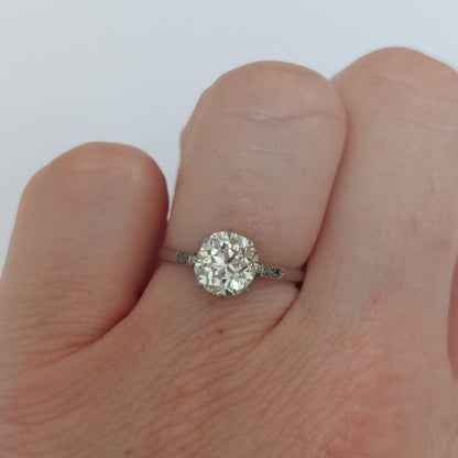 Antique Art Deco 1.64ct Old Cut Diamond Ring