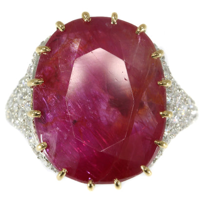 Antique Art Deco 13.50ct Ruby and Diamond Platinum ring