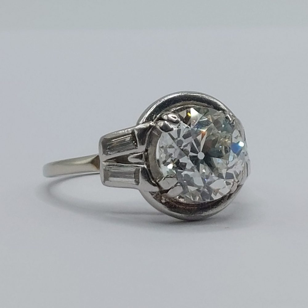 Antique Art Deco 2.37ct Old European Cut Diamond Ring