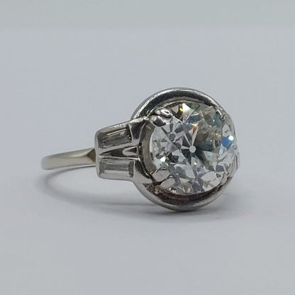 Antique Art Deco 2.37ct Old European Cut Diamond Ring