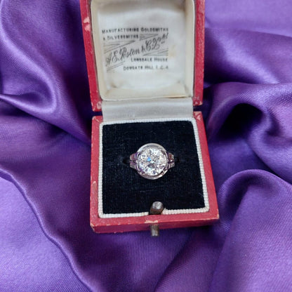 Antique Art Deco 2.37ct Old European Cut Diamond Ring