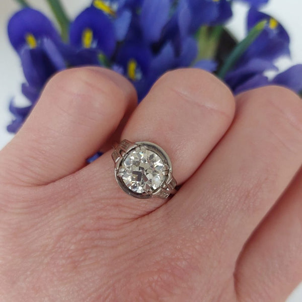 Antique Art Deco 2.40ct Old European Cut Diamond Ring. Engagement 