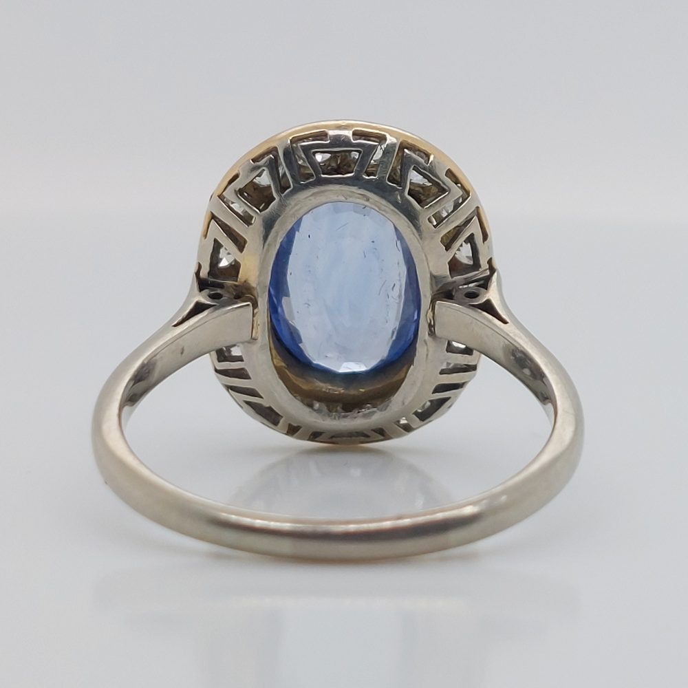 Antique Art Deco 2.50ct Sapphire and Diamond Cluster Ring