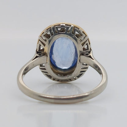 Antique Art Deco 2.50ct Sapphire and Diamond Cluster Ring