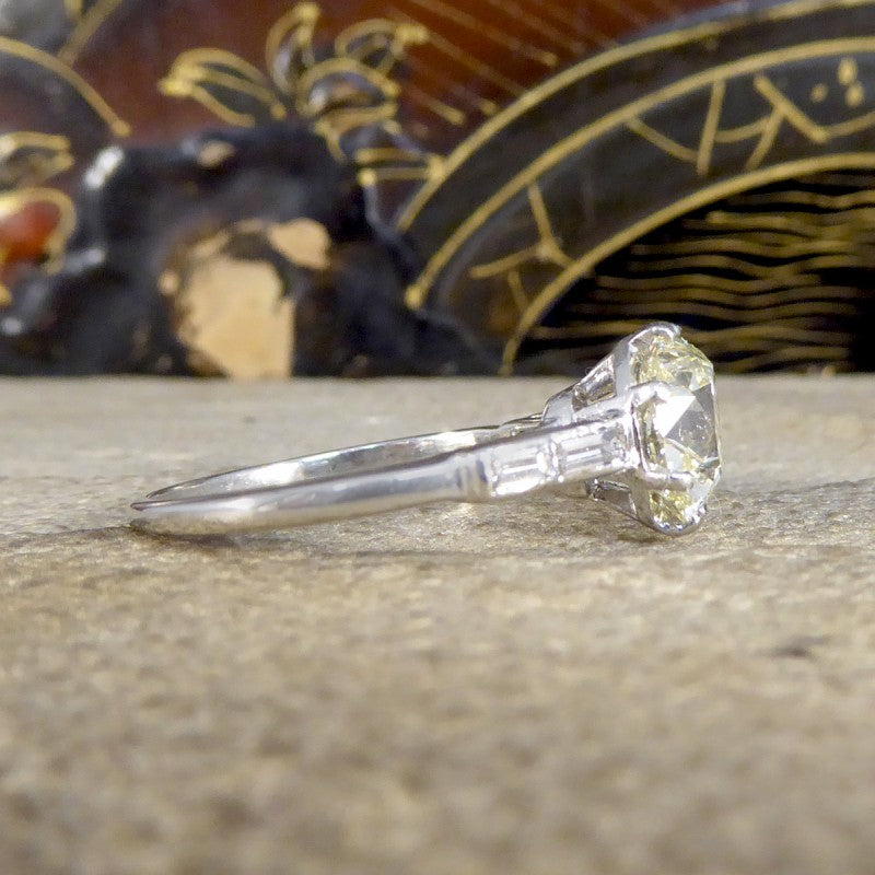 Antique Art Deco 2.57ct Old Mine Cut Diamond Engagement Ring