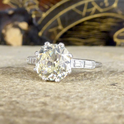 Antique Art Deco 2.57ct Old Mine Cut Diamond Engagement Ring