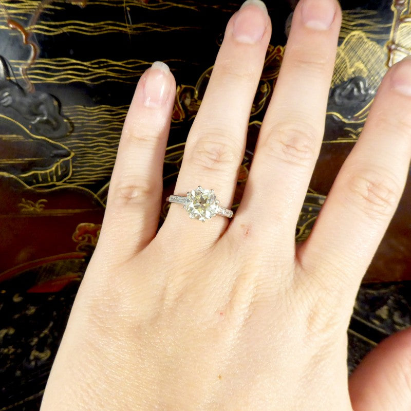 Antique Art Deco 2.57ct Old Mine Cut Diamond Engagement Ring